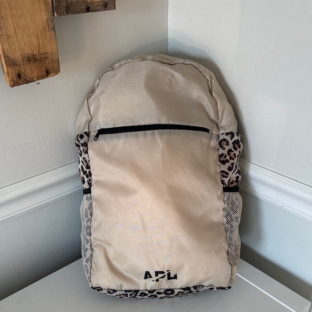 APL Athletic Propulsion Labs All-Purpose‎ Packable Travel Backpack Cream Cheetah